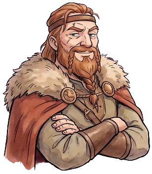 Chief Odran of the Ember Clan, smiling smugly